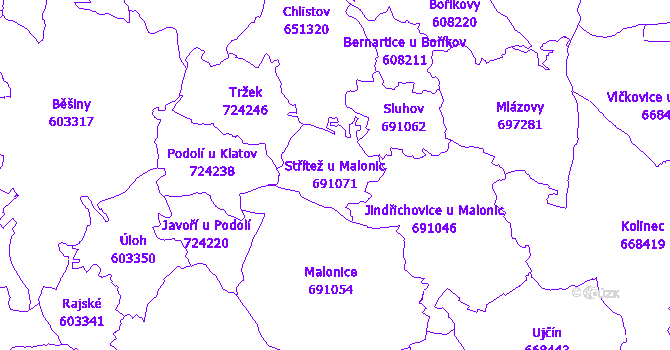 Katastrální mapa Střítež u Malonic