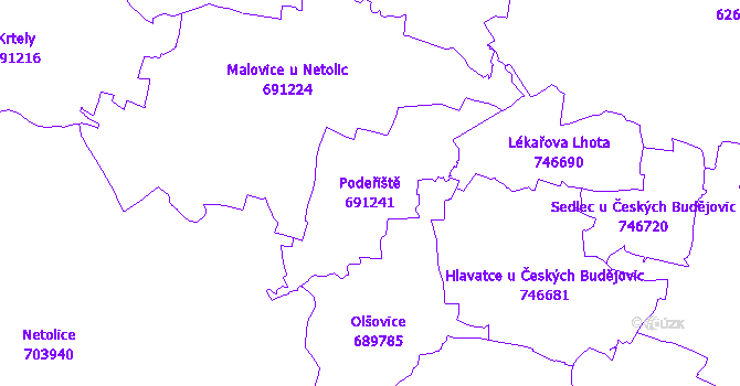 Katastrální mapa Podeřiště