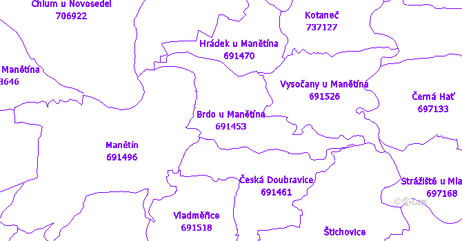 Katastrální mapa Brdo u Manětína - přehledová mapa katastrálního území