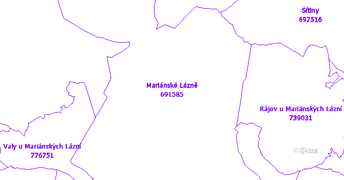 Katastrální mapa Mariánské Lázně - přehledová mapa katastrálního území