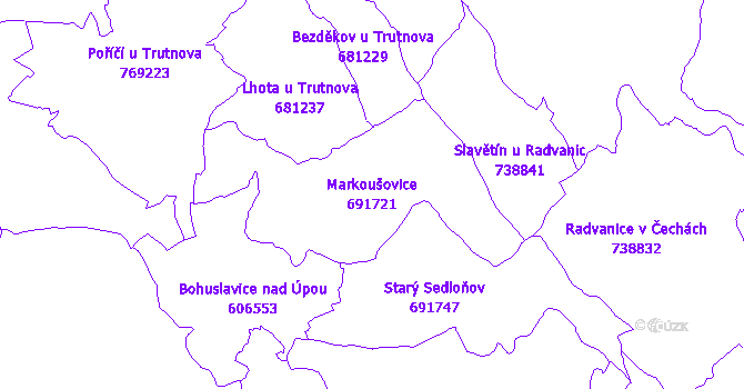 Katastrální mapa Markoušovice