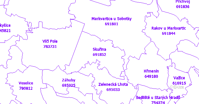 Katastrální mapa Skuřina