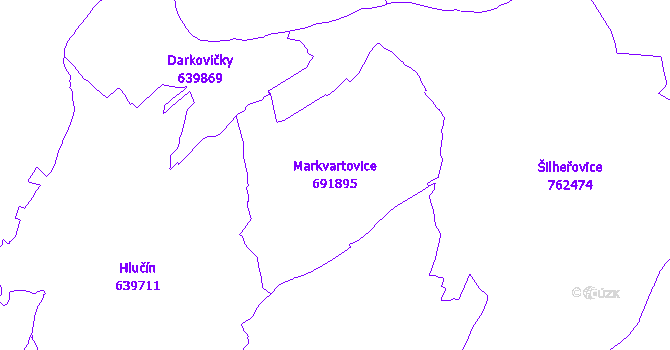 Katastrální mapa Markvartovice - přehledová mapa katastrálního území