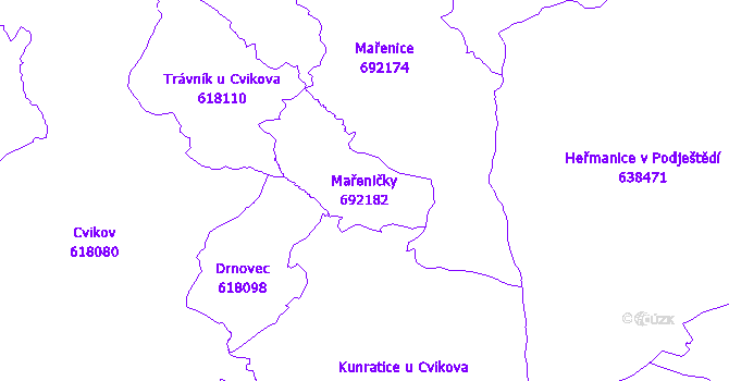 Katastrální mapa Mařeničky