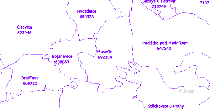 Katastrální mapa Masečín