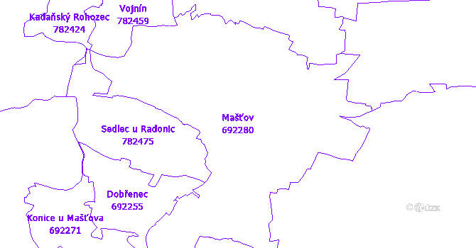 Katastrální mapa Mašťov - přehledová mapa katastrálního území