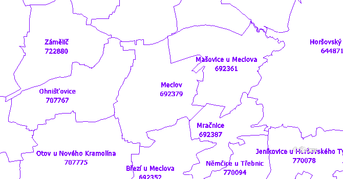 Katastrální mapa Meclov - přehledová mapa katastrálního území