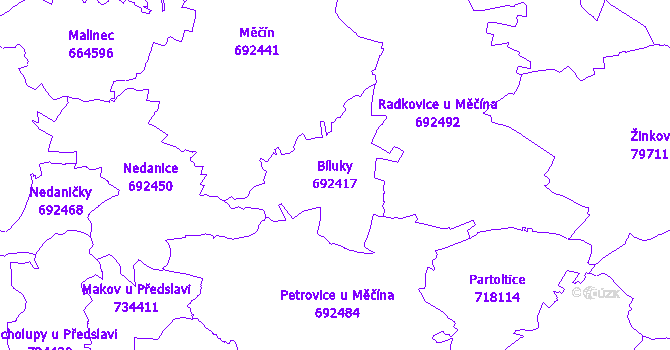 Katastrální mapa Bíluky