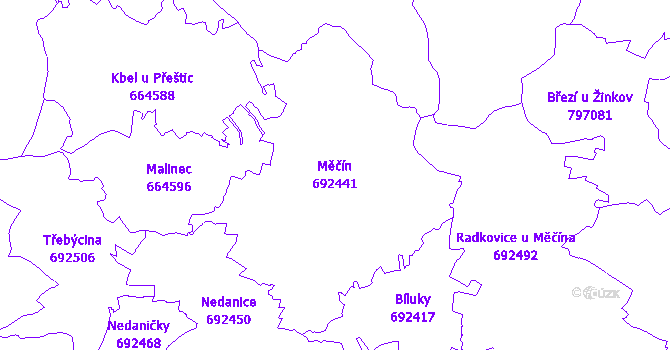 Katastrální mapa Měčín