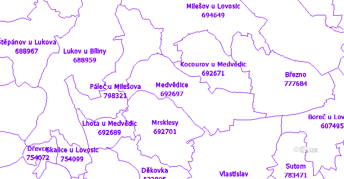 Katastrální mapa Medvědice