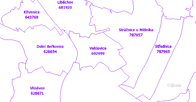 Katastrální mapa Vehlovice