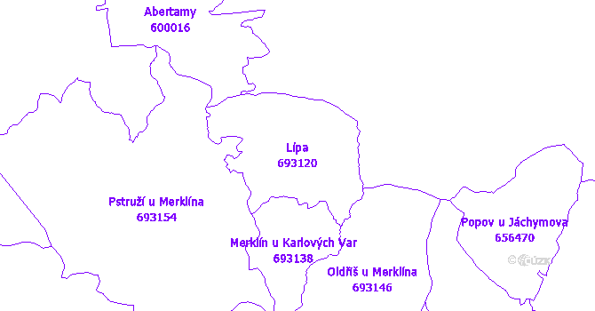 Katastrální mapa Lípa - přehledová mapa katastrálního území