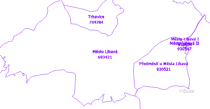 Katastrální mapa Město Libavá
