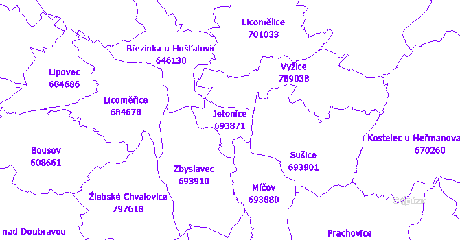 Katastrální mapa Jetonice