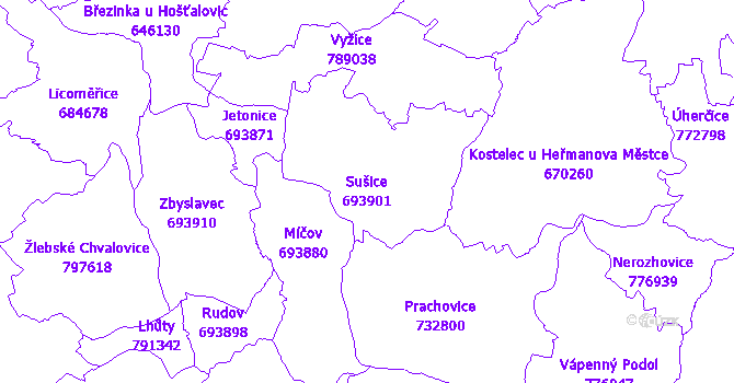 Katastrální mapa Sušice