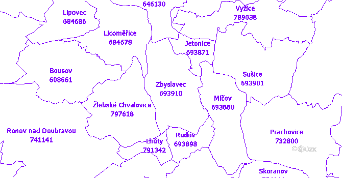 Katastrální mapa Zbyslavec