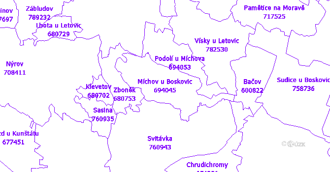 Katastrální mapa Míchov u Boskovic