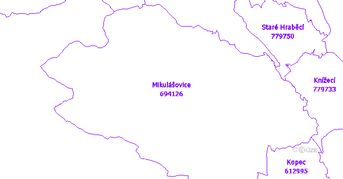 Katastrální mapa Mikulášovice - přehledová mapa katastrálního území