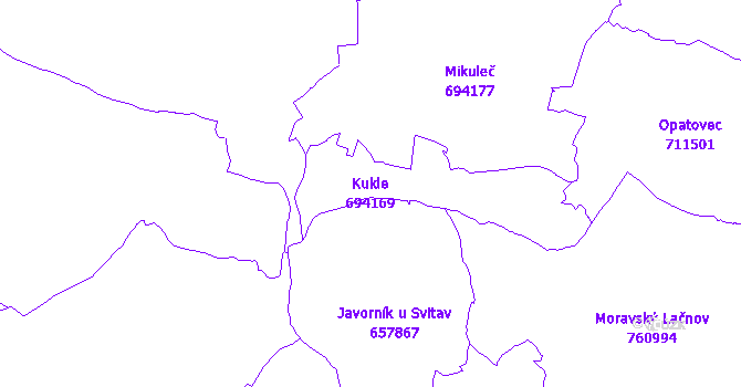 Katastrální mapa Kukle - přehledová mapa katastrálního území