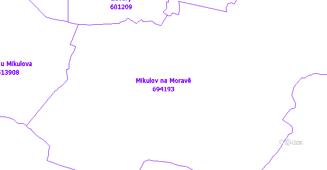 Katastrální mapa Mikulov na Moravě - přehledová mapa katastrálního území