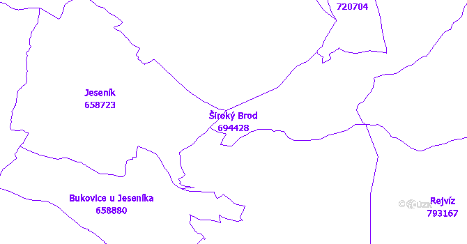Katastrální mapa Široký Brod - přehledová mapa katastrálního území