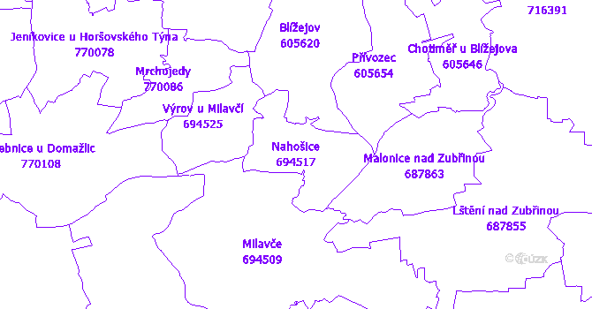Katastrální mapa Nahošice