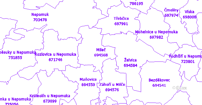 Katastrální mapa Mileč
