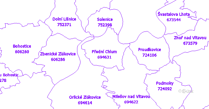 Katastrální mapa Přední Chlum - přehledová mapa katastrálního území