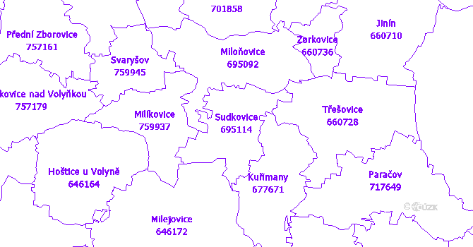 Katastrální mapa Sudkovice