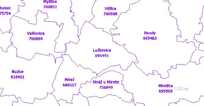 Katastrální mapa Lučkovice