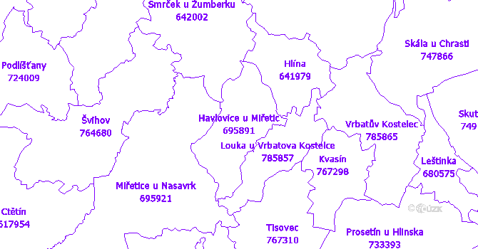 Katastrální mapa Havlovice u Miřetic