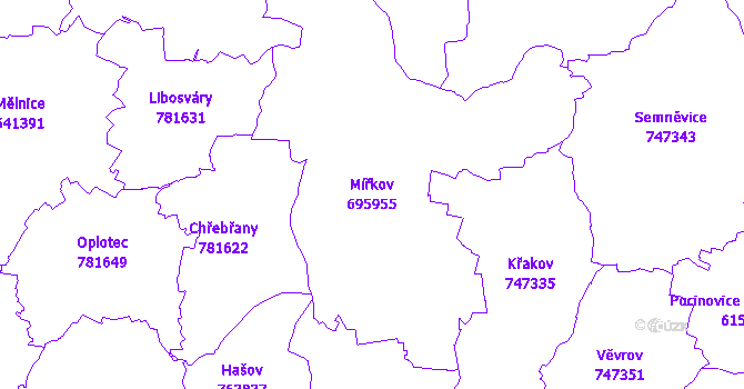 Katastrální mapa Mířkov - přehledová mapa katastrálního území