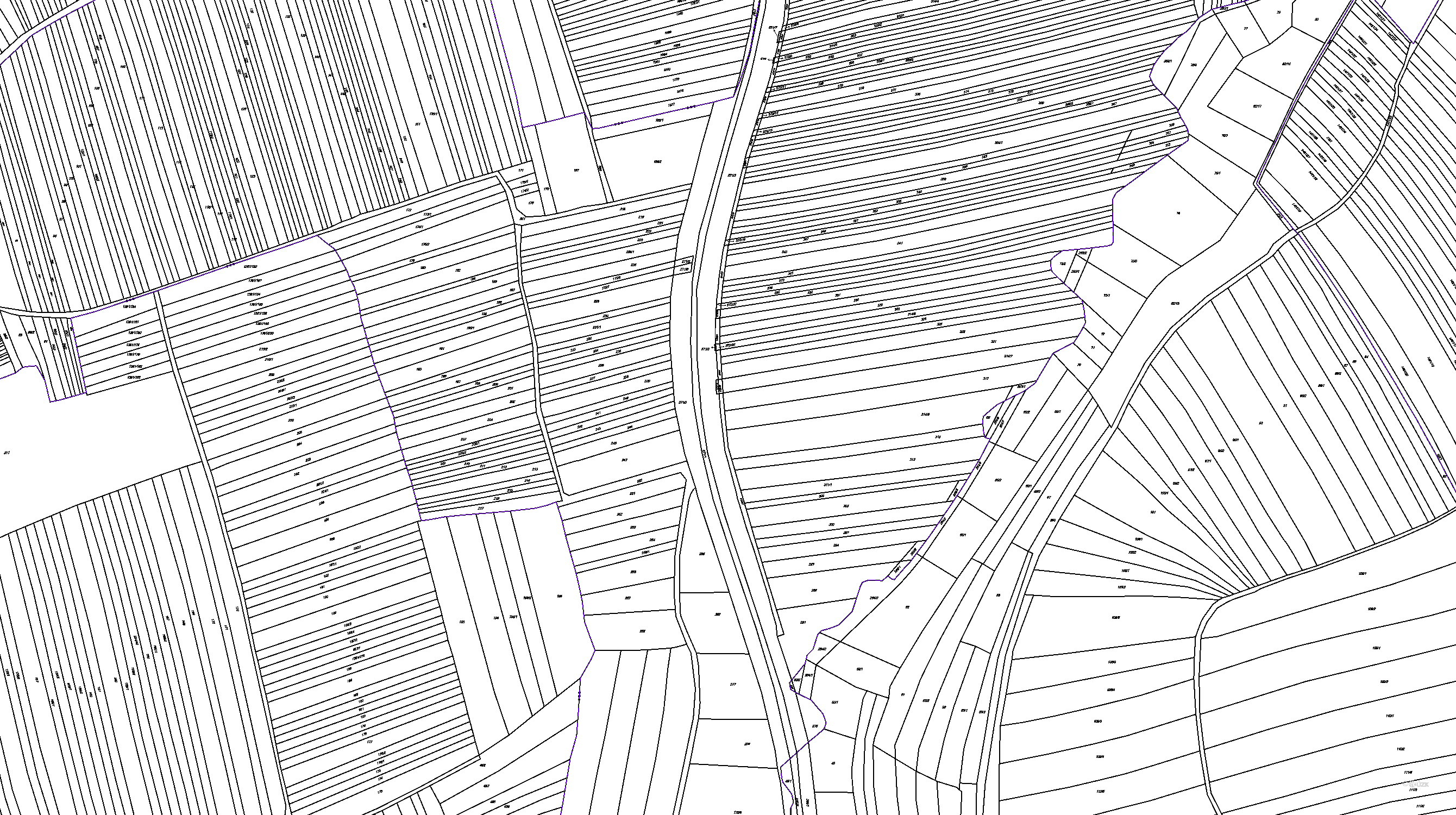 Katastrální mapa pozemků a čísla parcel Mistřice II