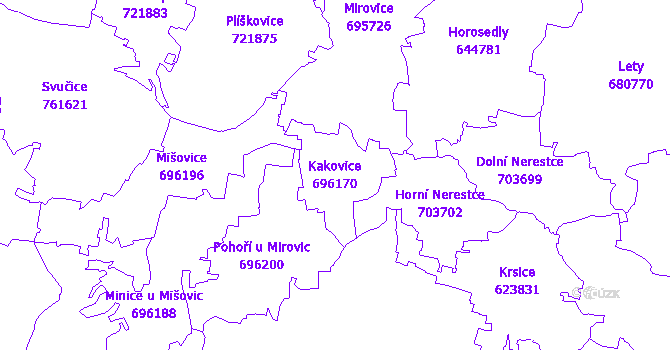 Katastrální mapa Kakovice