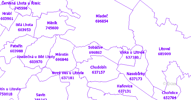 Katastrální mapa Sobáčov