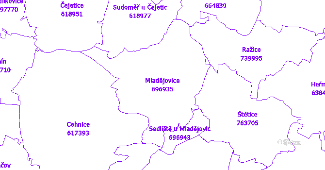 Katastrální mapa Mladějovice