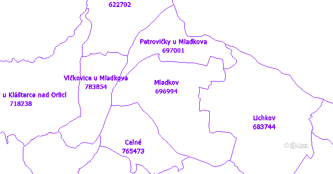 Katastrální mapa Mladkov