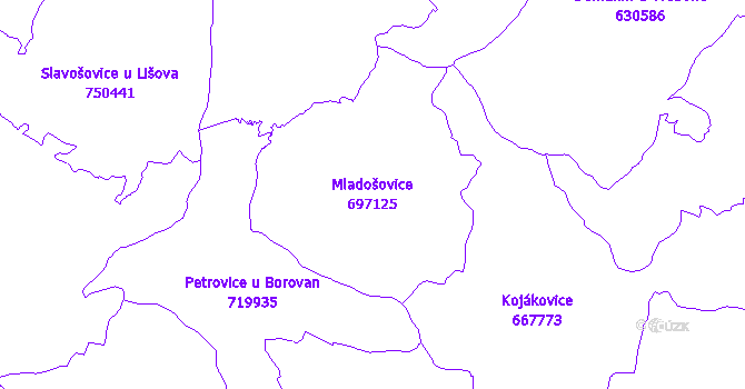 Katastrální mapa Mladošovice