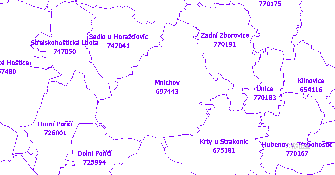 Katastrální mapa Mnichov - přehledová mapa katastrálního území