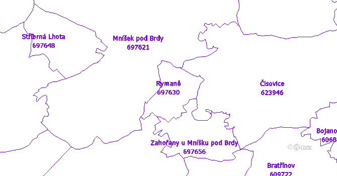 Katastrální mapa Rymaně