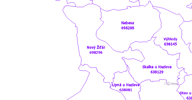 Katastrální mapa Nový Žďár - přehledová mapa katastrálního území