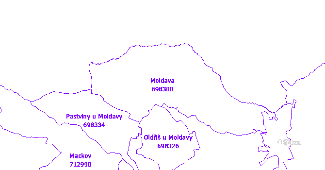 Katastrální mapa Moldava - přehledová mapa katastrálního území