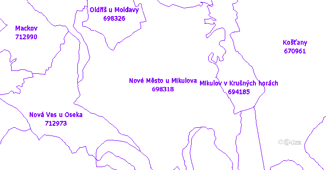 Katastrální mapa Nové Město u Mikulova - přehledová mapa katastrálního území