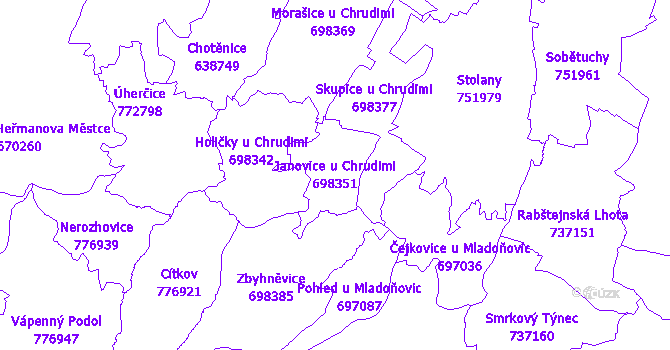 Katastrální mapa Janovice u Chrudimi