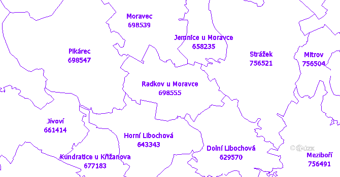 Katastrální mapa Radkov u Moravce
