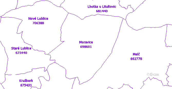 Katastrální mapa Moravice
