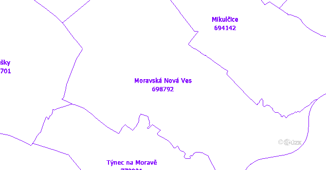 Katastrální mapa Moravská Nová Ves - přehledová mapa katastrálního území