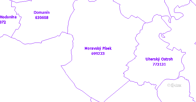 Katastrální mapa Moravský Písek - přehledová mapa katastrálního území