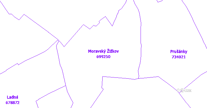 Katastrální mapa Moravský Žižkov - přehledová mapa katastrálního území