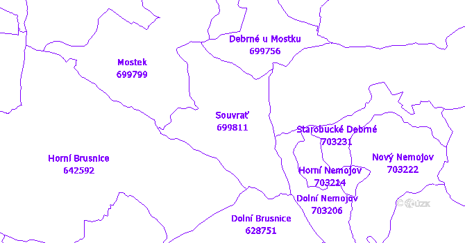 Katastrální mapa Souvrať